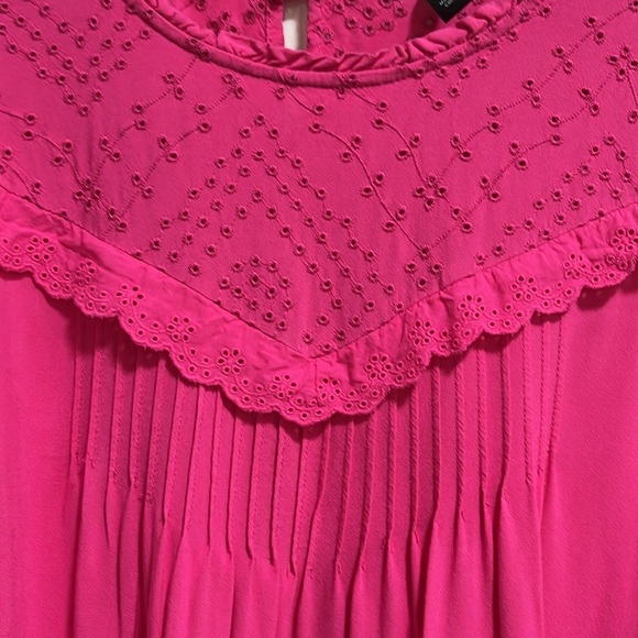 Torrid Eyelet Tank Top Pink Lace Size 3 Ruffle High Neck - Picture 2 of 8